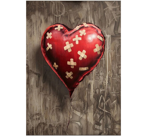 Allernieuwste.nl Allernieuwste.nl® Canvas Schilderij Banksy BROKEN HEART - Graffiti Art - Kleur - 50 x 70 cm