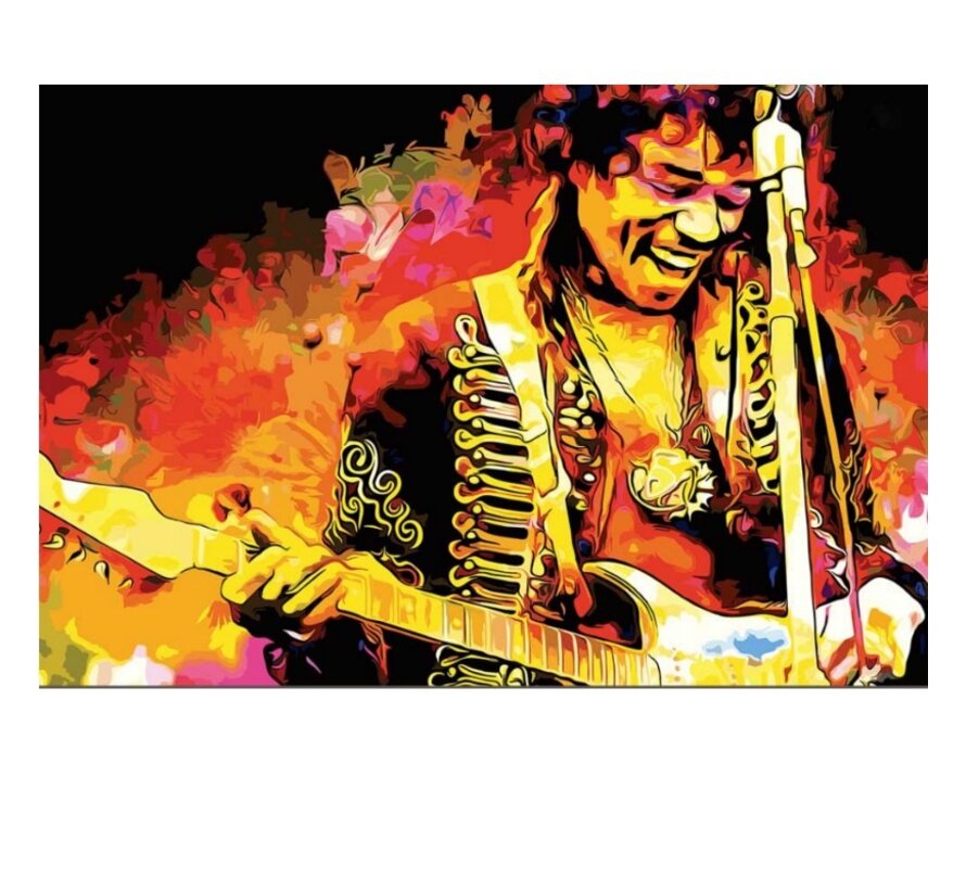 Allernieuwste.nl® Canvas Schilderij Jimi Hendrix PopArt Gitarist - Kunst - PopArt - Poster - 50 x 70 cm - Kleur