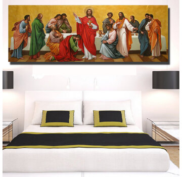 Allernieuwste.nl Canvas Schilderij Jezus en zijn 12 Discipelen - 30 x 90 cm