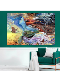 Allernieuwste.nl Canvas Schilderij Veren Meisje Vliegt - 60 x 80 cm