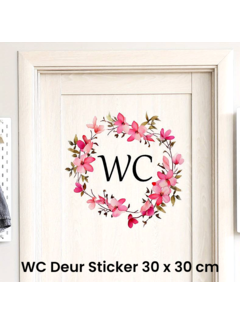 Allernieuwste.nl WC Deursticker Bloemen - Verwijderbaar Zelfklevend PVC - 30 x 30 cm