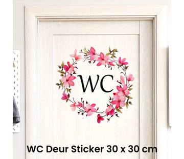 Allernieuwste.nl WC Deursticker Bloemen - Verwijderbaar Zelfklevend PVC - 30 x 30 cm