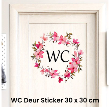 Allernieuwste.nl WC Deursticker Bloemen - Verwijderbaar Zelfklevend PVC - 30 x 30 cm