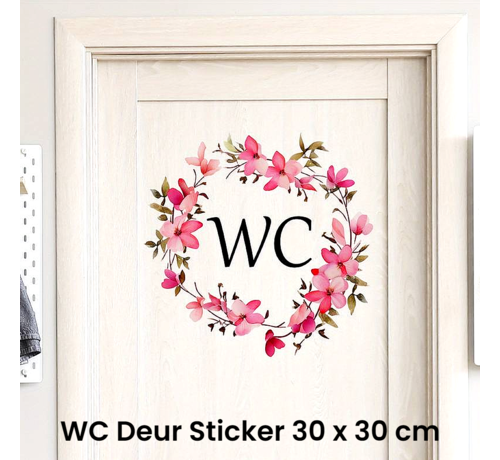Allernieuwste.nl Allernieuwste.nl® Sticker WC Toilet Deursticker Bloemen Tekst WC Bordje Krans Decor - Verwijderbaar Zelfklevend PVC - Kleur 30 x 30 cm %%
