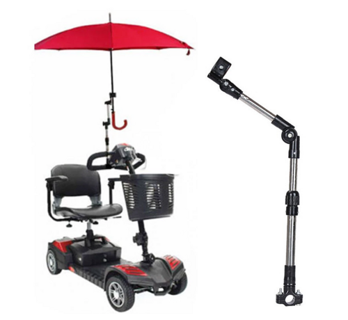 Allernieuwste.nl Allernieuwste.nl® Knikbare Paraplu Houder Parasol Connector voor Rolstoel, Scootmobiel, Scooter, Kinderwagen - 46 cm - Zwart