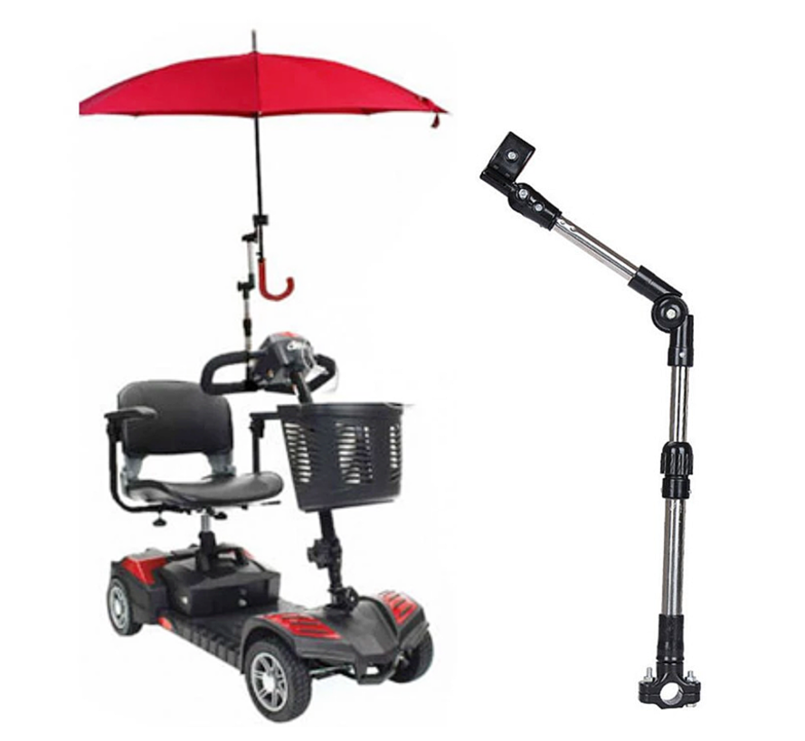 Allernieuwste.nl® Knikbare Paraplu Houder Parasol Connector voor Rolstoel, Scootmobiel, Scooter, Kinderwagen - 46 cm - Zwart