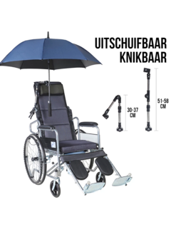 Allernieuwste.nl Uitschuifbare Knikbare Paraplu Houder - 51-58 cm - Zwart