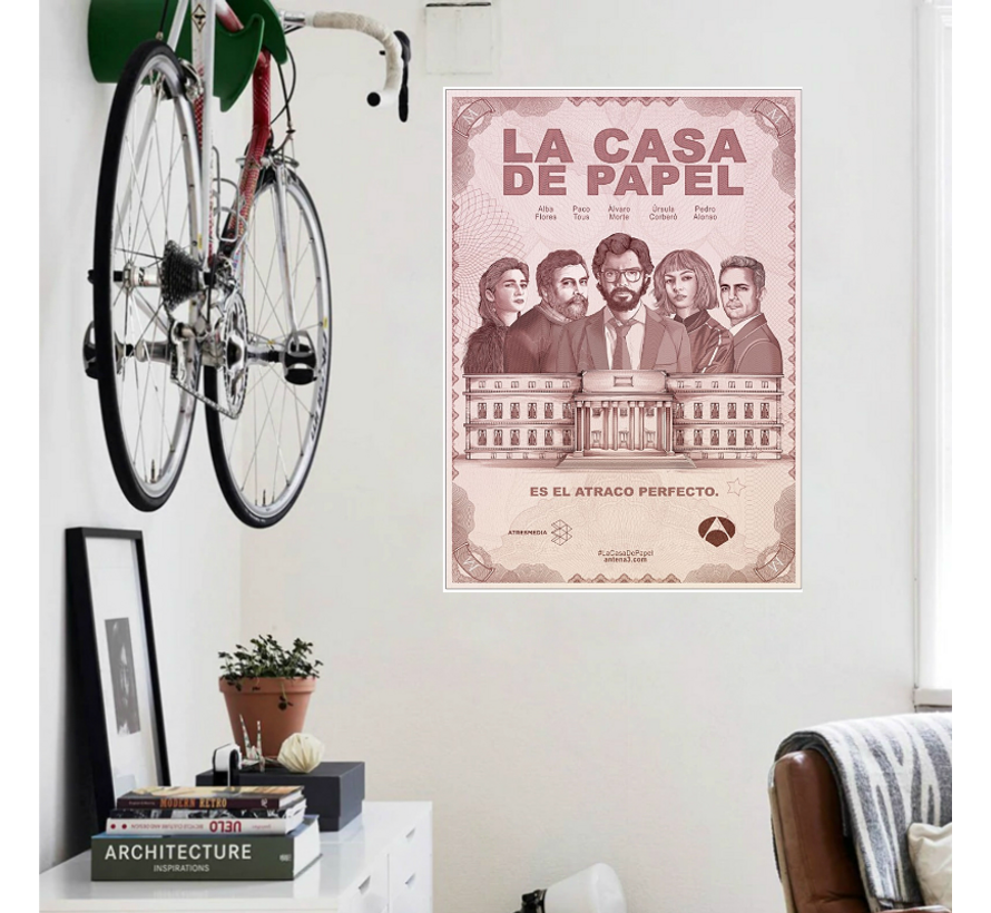Allernieuwste.nl® Canvas Schilderij * La Casa De Papel -1 * - Kunst Poster - TV serie - kleur - 50 x 75 cm