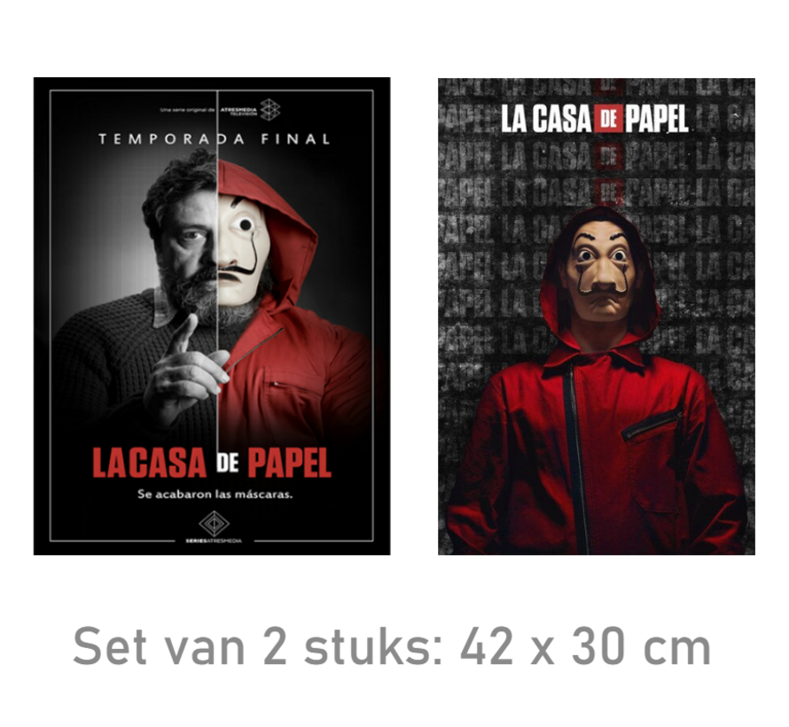 Canvas SET van 2 st.  La Casa De Papel - SET - Kunst Poster - TV serie - kleur - 42 x 30 cm SET