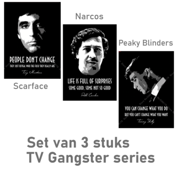 Nieuw Canvas Schilderij 3-luik TV Film Gangster Series - 3st 42 x 30 cm