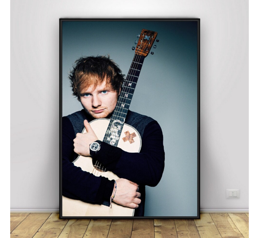 Allernieuwste.nl® Canvas Schilderij * Ed Sheeran Singer-Songwriter * - Modern Muziek - kleur - 50 x 70 cm