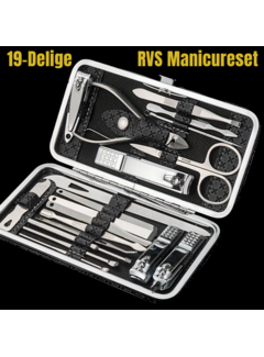 Allernieuwste.nl 19-Delige Manicure/Pedicure Set RVS + Etui