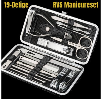 Allernieuwste.nl 19-Delige Manicure/Pedicure Set RVS + Etui