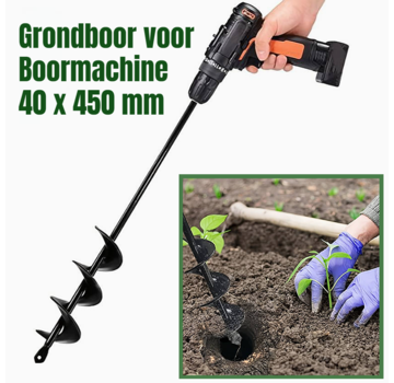 Allernieuwste.nl Grondboor voor Boormachine - Staal ø40 mm x 45 cm
