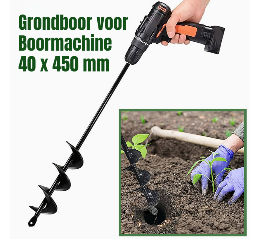 Allernieuwste.nl® Grondboor voor Boormachine Staal ø40 mm x 45 cm Bollenboor Bollenpoter Grond Boor Slangenboor - Staal 40 x 450 mm %%