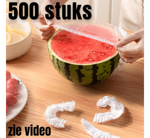 Allernieuwste.nl Allernieuwste.nl® 500 stuks Elastische Afdekfolie Voedselhoes XL voor Vershouden van Voedsel, Maaltijden, Gerechten en Fruit - Transparant - tot max 42 cm - 500 STUKS