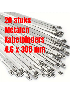 Allernieuwste.nl 20 STUKS RVS Metalen Kabelbinders - 4.6 x 300 mm