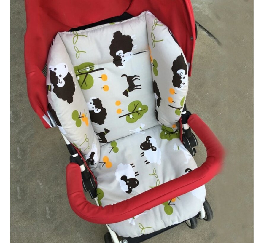 Allernieuwste.nl® Buggy Inleg Kussen Schapen Grijs - Tweezijdig bruikbaar - Kinderwagen - Kinderstoel hoes - Wasbaar