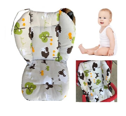 Allernieuwste.nl Allernieuwste.nl® Buggy Inleg Kussen Schapen Grijs - Tweezijdig bruikbaar - Kinderwagen - Kinderstoel hoes - Wasbaar