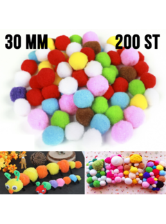 Allernieuwste.nl 200 STUKS Mini Pompons Mix Kleur- 30 mm / 3 cm