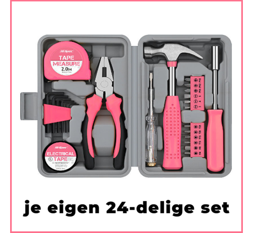 Allernieuwste.nl Allernieuwste.nl® 24-delige Gereedschapsset voor Dames in Rose Kleur - Klus Gereedschap voor Vrouwen voor in huis - Doe Het Zelf Gereedschap - Rose - 24 Delen