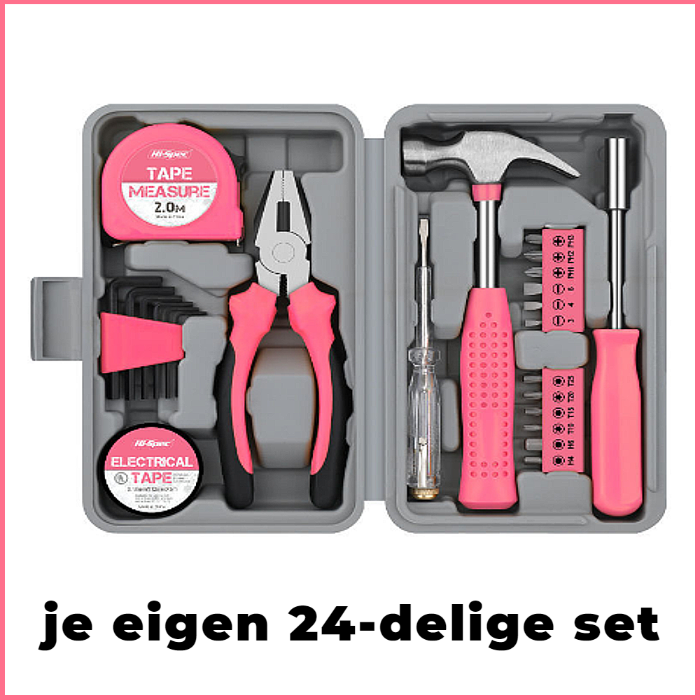 Eliware 4-Delige Kantoorset Roze - Pennenhouder, Brievenhouder, Notitieblokhouder En Prullenbak - Metaal Met Roosterdesign