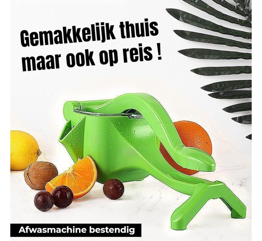 Allernieuwste.nl® Handmatige Fruitpers Citruspers Sapcentrifuge Handpers Juicer - Eenvoudig Handmatig Handontwerp - Multifunctioneel Stevig Kunststof - Groen
