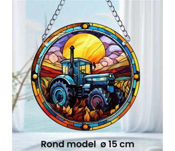 Allernieuwste.nl Ronde Raamhanger Raamdecoratie Tractor Boerenbedrijf - 15 cm