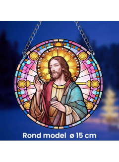 Nieuw Ronde Raamhanger Raamdecoratie Jezus Christus met Ketting - 15 cm