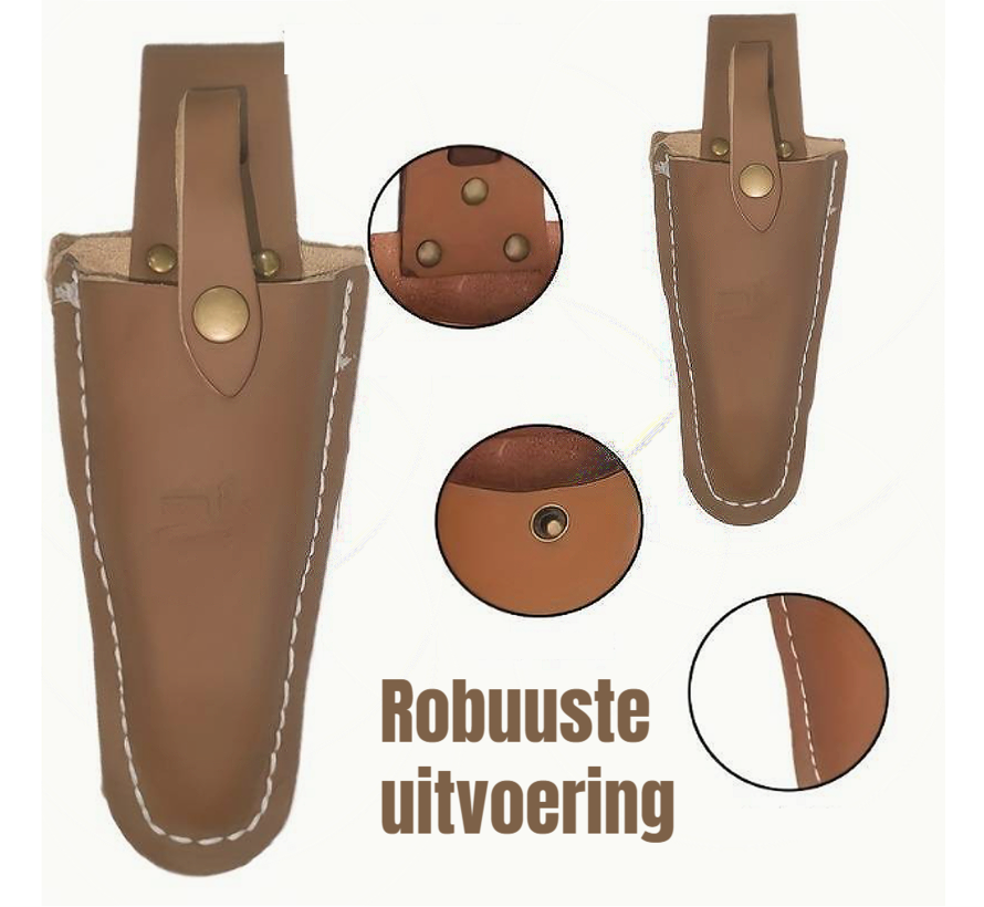 Allernieuwste.nl® Beschermende Tanghouder Heuptas voor Snoeischaar Tuin Gereedschap Opberg Tas - ECHT LEER Holster voor Veilig Opbergen Snoeischaar - Transparant - Leder - Bruin %%