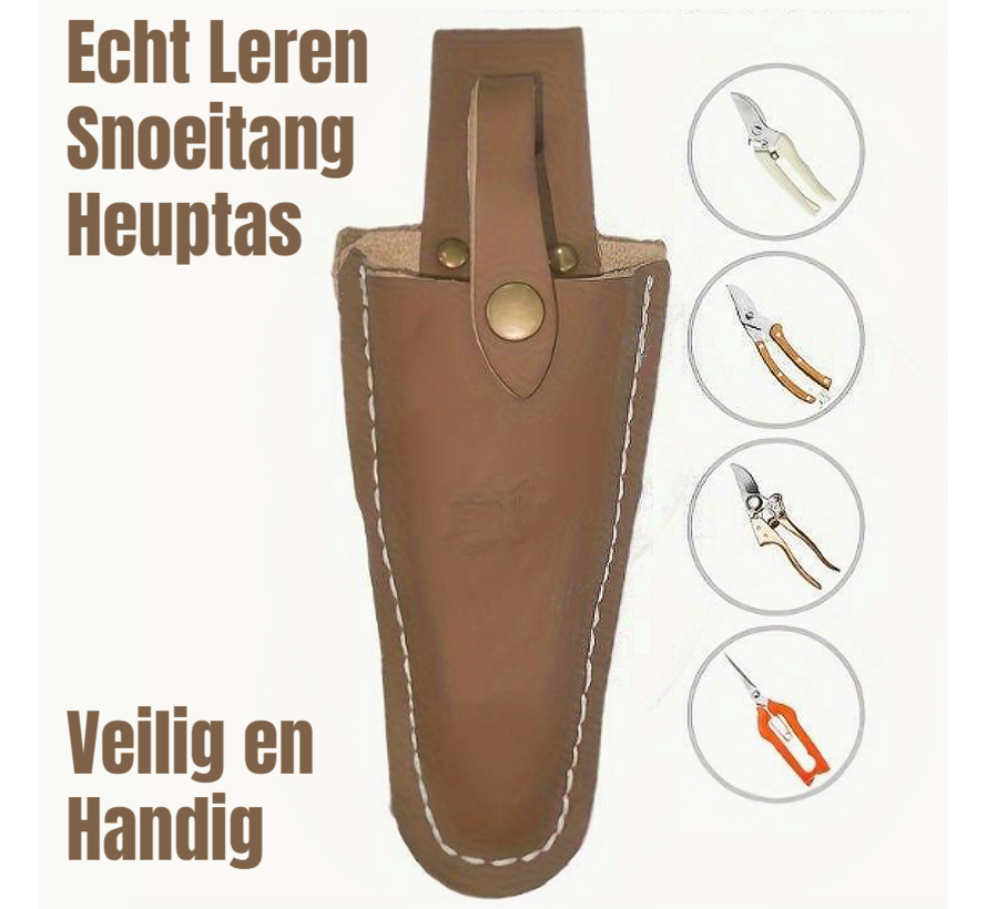 Allernieuwste.nl® Beschermende Tanghouder Heuptas voor Snoeischaar Tuin Gereedschap Opberg Tas - ECHT LEER Holster voor Veilig Opbergen Snoeischaar - Transparant - Leder - Bruin %%