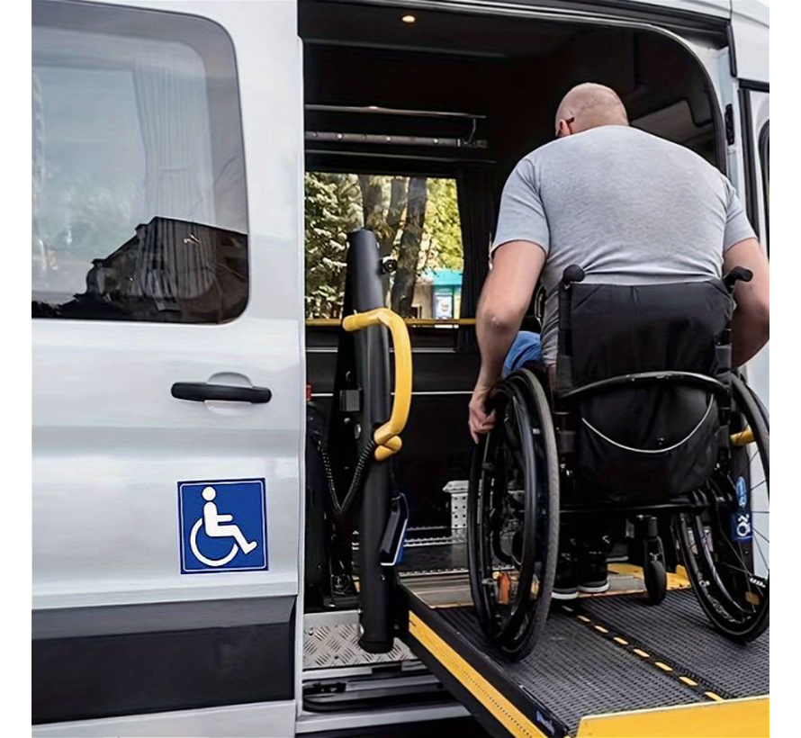 4 STUKS Vinyl Stickers Rolstoel Toegankelijk Deursticker SET - Minder Valide Gehandicapten Toilet Rolstoel Sticker - Autocollant de Rouleau de Bois - Blauw 4 STUKS %%