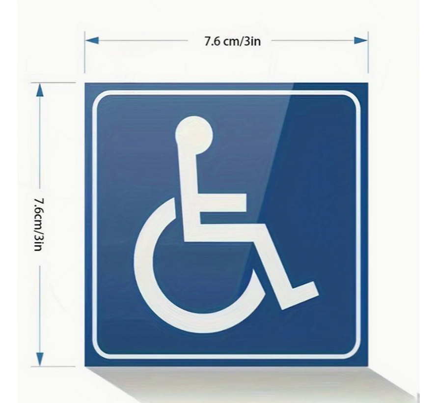 4 STUKS Vinyl Stickers Rolstoel Toegankelijk Deursticker SET - Minder Valide Gehandicapten Toilet Rolstoel Sticker - Autocollant de Rouleau de Bois - Blauw 4 STUKS %%