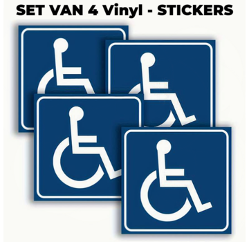 Allernieuwste.nl 4 STUKS Vinyl Stickers Rolstoel Toegankelijk Deursticker - Blauw *