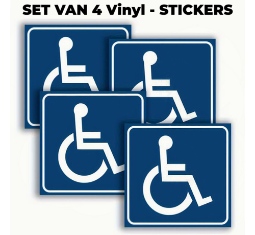 Allernieuwste.nl Allernieuwste.nl® 4 STUKS Vinyl Stickers Rolstoel Toegankelijk Deursticker SET - Minder Valide Gehandicapten Toilet Rolstoel Sticker - Autocollant de Rouleau de Bois - Blauw 4 STUKS %%