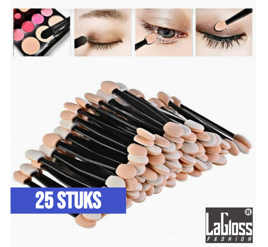 LaGloss® 25 STUKS Dubbele Wegwerp Oogschaduw Spons - Tweekleurig - Make Up Applicator - Oogschaduw Spons Bostels