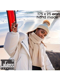 LaGloss® Handgebreide Zachte Dikke Warme Sjaal - 175 x 25 cm  - BEIGE
