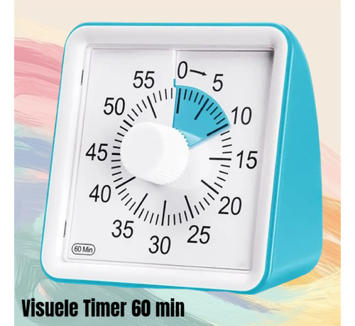Allernieuwste.nl Visuele Afteltimer Countdown Timer Tijdklok 60 Minuten Tijdmanagement Tool - Leerklok Kind, School, Thuis, Keuken, Kantoor- Stille Timer Met Nachtlampje - Blauw