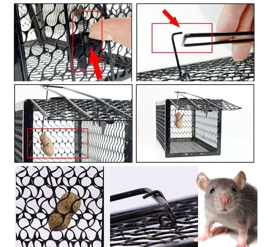 Allernieuwste.nl® 2x Solide Diervriendelijke Muizenval Voor Binnen en Buiten Rattenval - 2 Muizenvallen Metaal Zwart