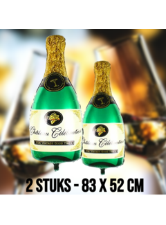 Allernieuwste.nl 2 STUKS Opblaasbare Champagne Fles -  Goud/Groen