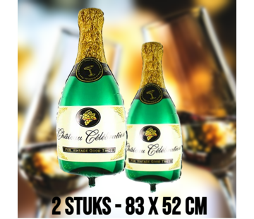 Allernieuwste.nl 2 STUKS Opblaasbare Champagne Fles -  Goud/Groen