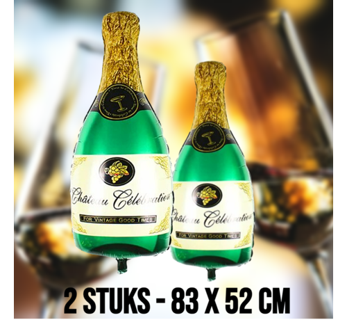 Allernieuwste.nl Allernieuwste.nl® 2 STUKS Opblaasbare Champagne Fles - Chateau Celebrations - Feest - Folie Helium Ballon Fles - Goud/Groen - 2 Stuks