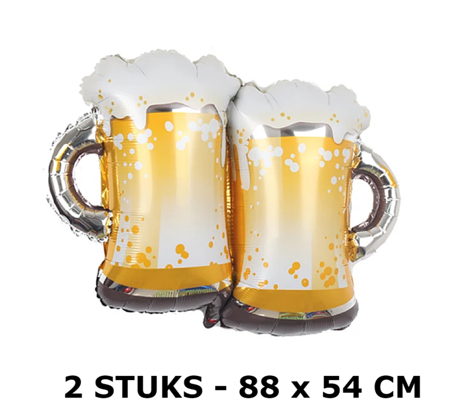 Allernieuwste.nl® 2 STUKS Opblaasbare Bier Glazen - Bierpullen - Feest - Folie Helium Ballon Bier glas - 2 Stuks