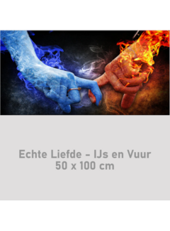 Allernieuwste.nl Canvas Schilderij Echte Liefde met IJs en Vuur- 50 x 100 cm