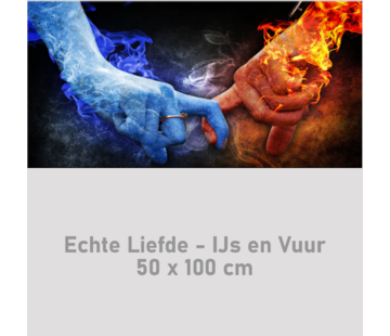 Allernieuwste.nl Canvas Schilderij Echte Liefde met IJs en Vuur- 50 x 100 cm