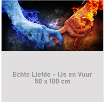 Allernieuwste.nl Canvas Schilderij Echte Liefde met IJs en Vuur- 50 x 100 cm