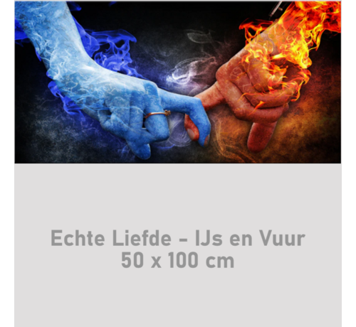 Allernieuwste.nl Allernieuwste.nl® Canvas Schilderij * Echte Liefde met IJs en Vuur * - Pop Graffiti - Kleur - 50 x 100 cm