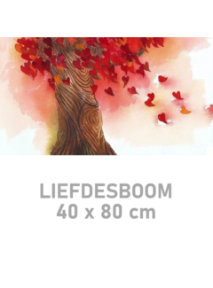 Allernieuwste.nl Canvas Schilderij Liefdesboom met Hartjes - 40 x 80 cm