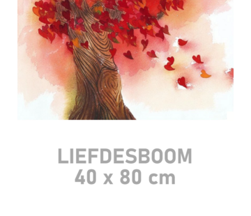 Allernieuwste.nl Canvas Schilderij Liefdesboom met Hartjes - 40 x 80 cm