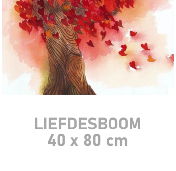 Allernieuwste.nl Canvas Schilderij Liefdesboom met Hartjes - 40 x 80 cm